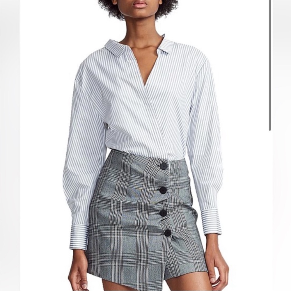 NWT Maje Raime Striped Plaid 2-1 Shirt Dress Skirt Size 1/Small